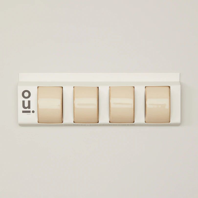 SET OF 4 STONEWARE HALF-CIRCLE NAPKIN RINGS - SAHARA or BISQUE