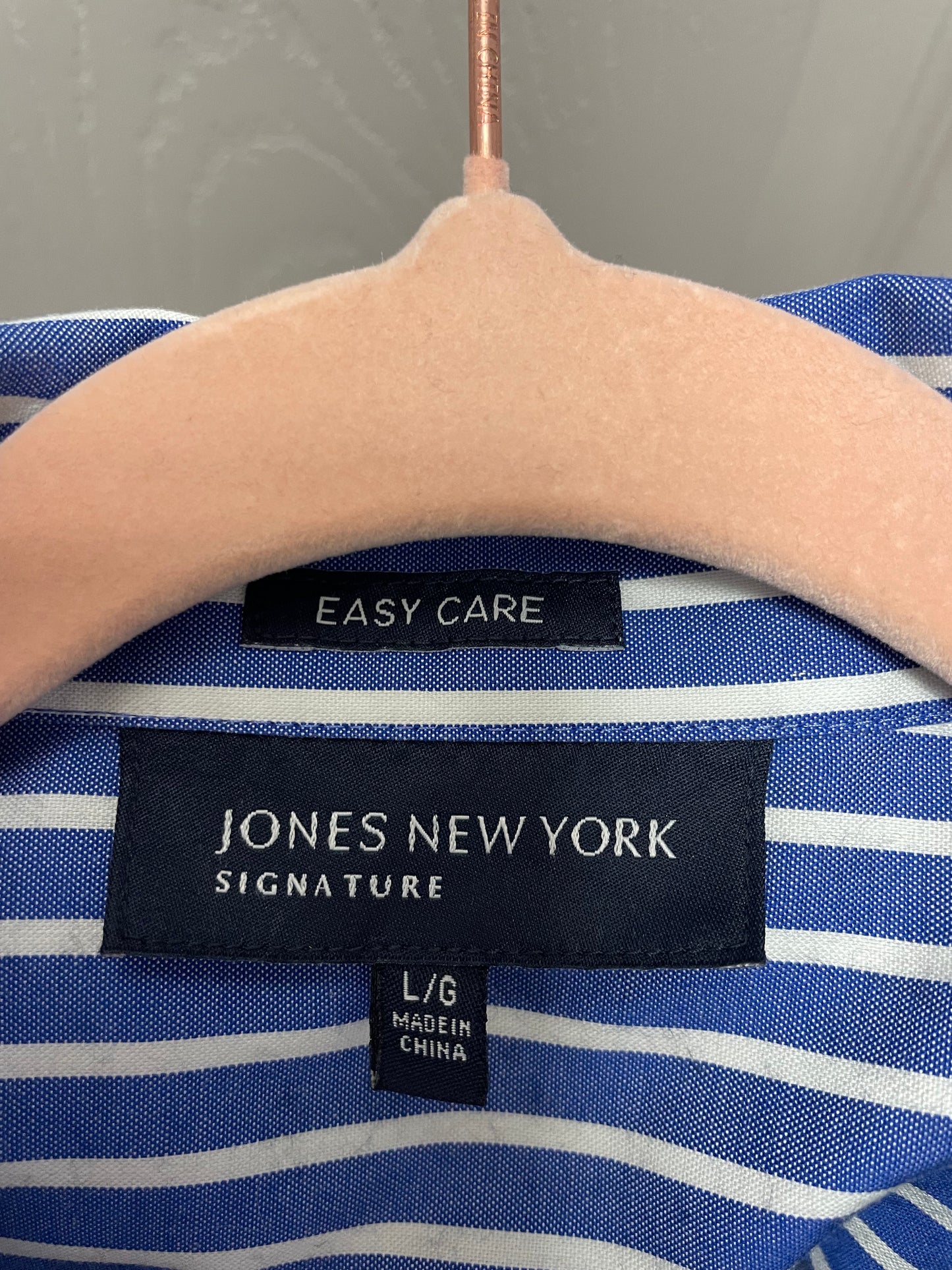 Jones New York Button Up Striped Shirt Sz L