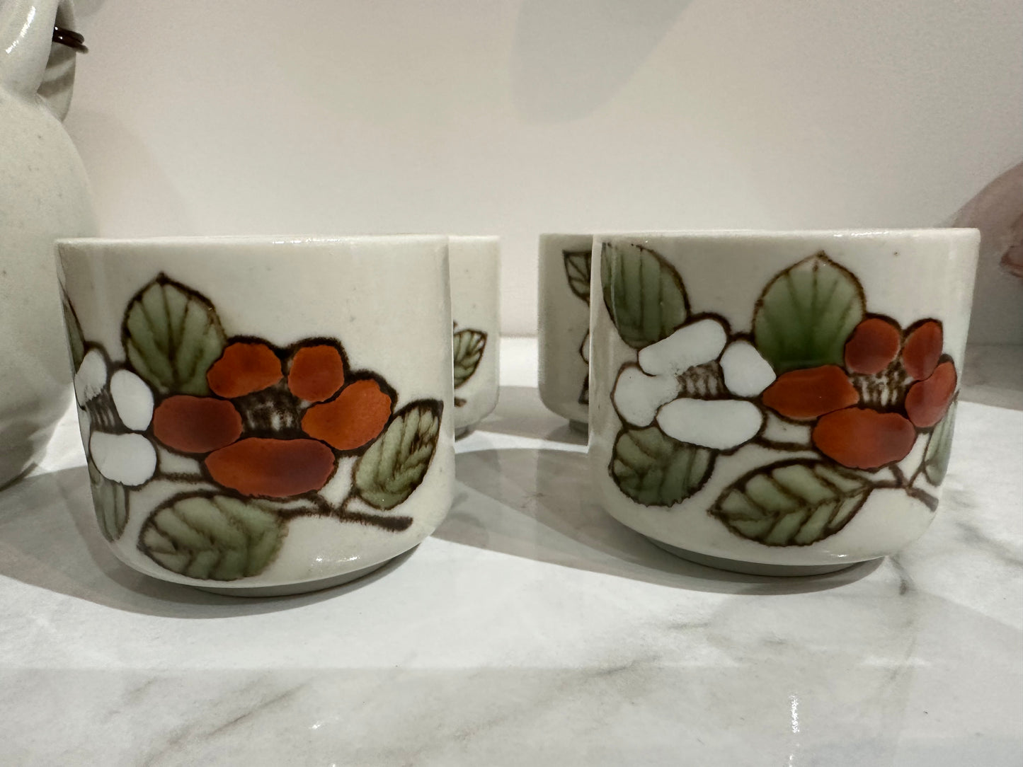 Hand painted Tea Pot and 4 cups