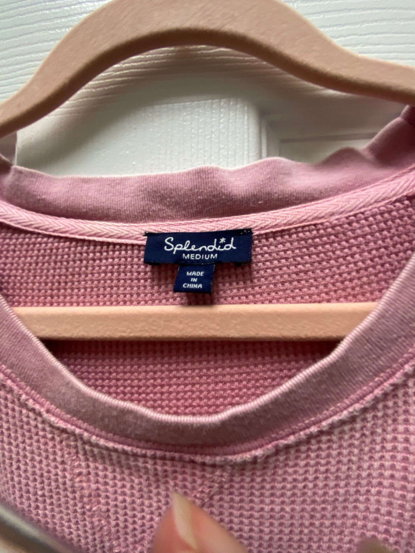 Splendid, pink waffle, top size medium