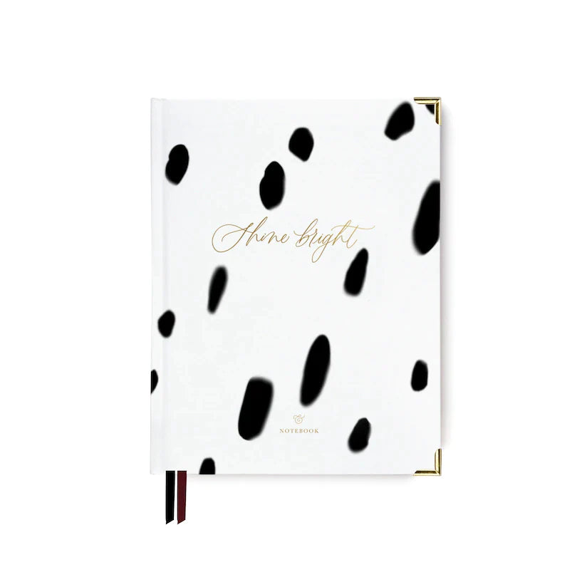 white and black polka dotted spotted shine bright notebook