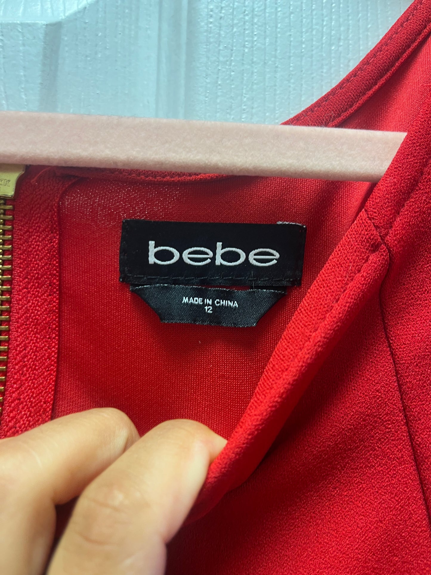 Bebe Red Dress Sz 12 w Ruffle Cap Sleeve