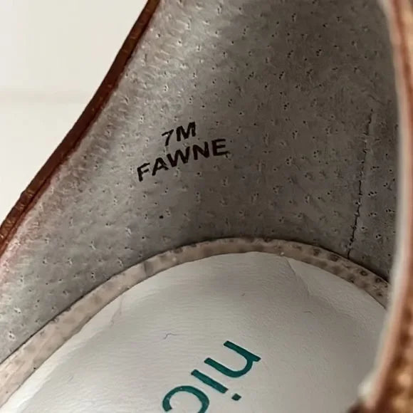 Nicole “Fawne” Tri- Colour Wooden Heel Leather Sandals Size 7