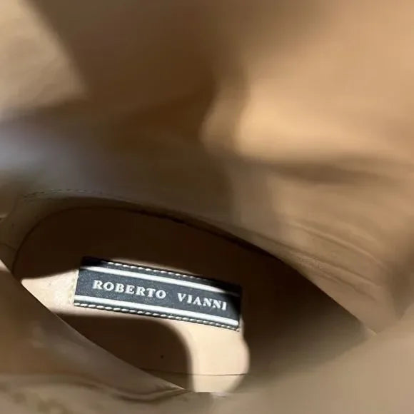 ROBERTO VIANNI TAN SUEDE HEEL BOOTS SIZE 38 MADE IN ITALY