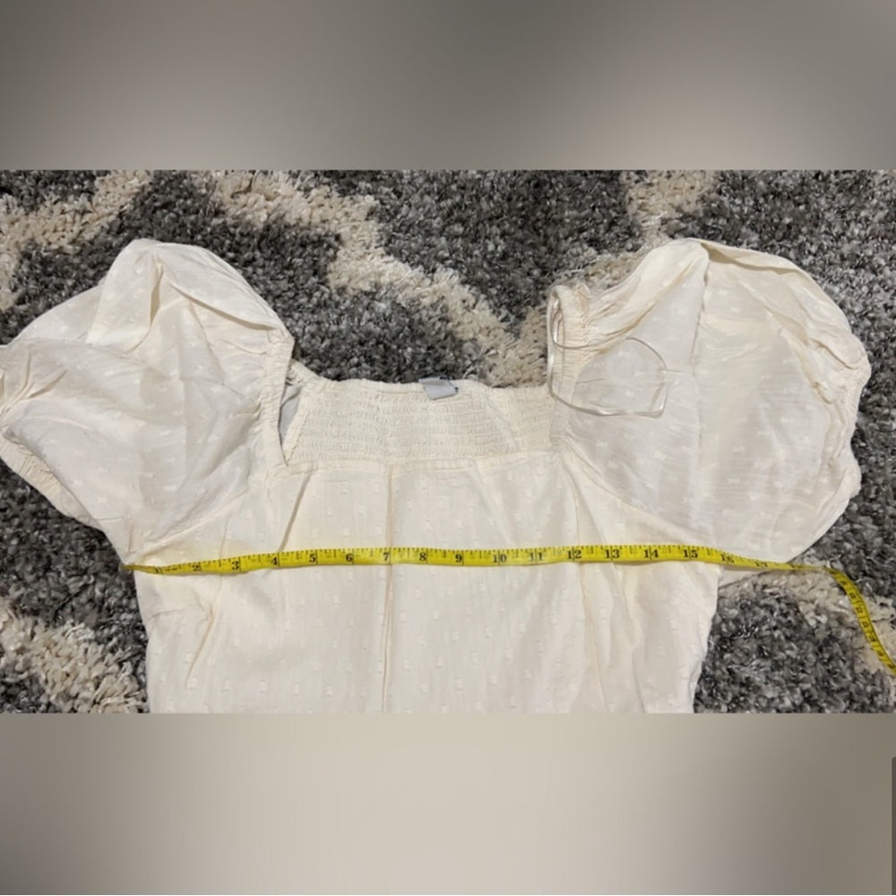 Old Navy Off-White Cotton Blend Peplum Top Size Medium