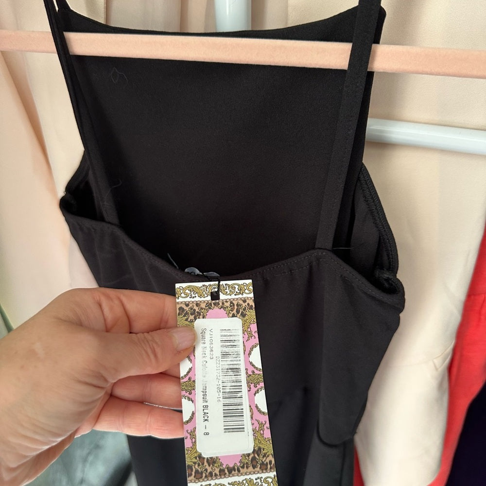 Boohoo Black Strapless Jumpsuit Size 8