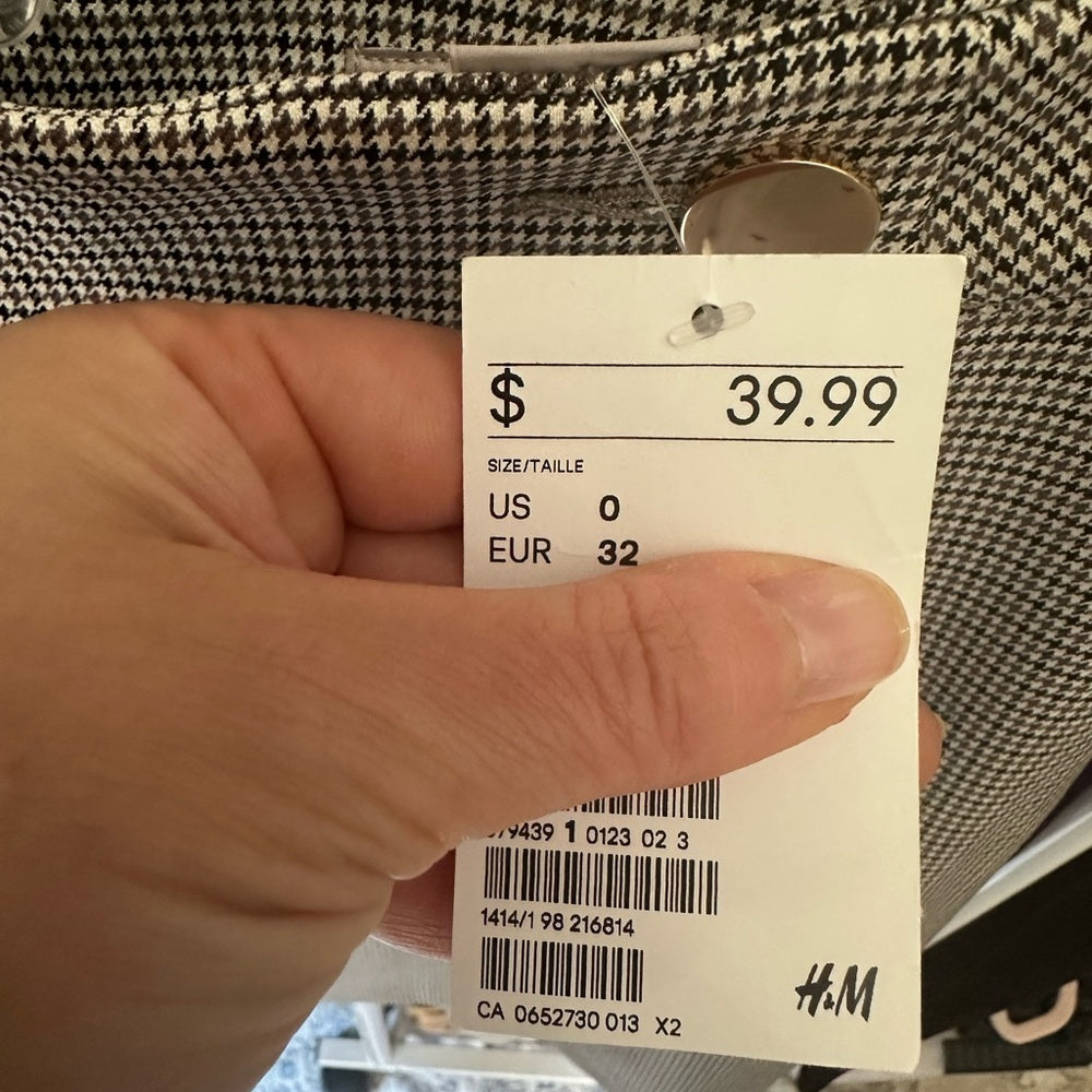 H&M Black and White Checkered Pencil Skirt Size 0