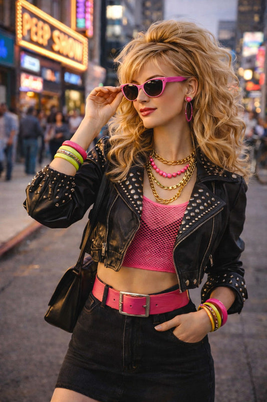 1980s-inspired fashion featuring oversized blazers, strong shoulders, and bold, structured silhouettes