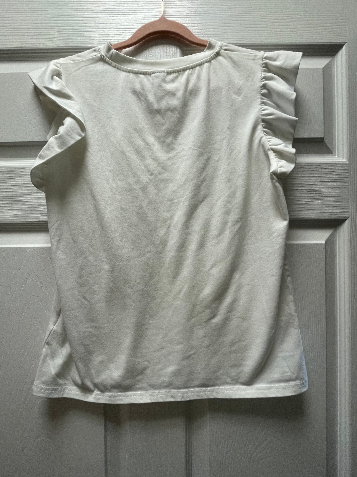 White Ruffle Sleeve Tee