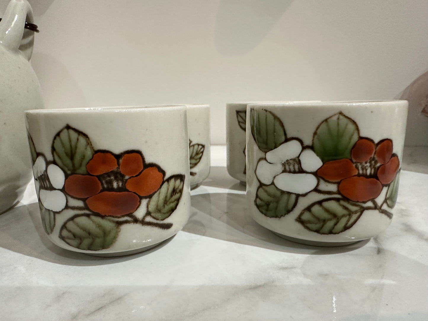 Hand painted Tea Pot and 4 cups