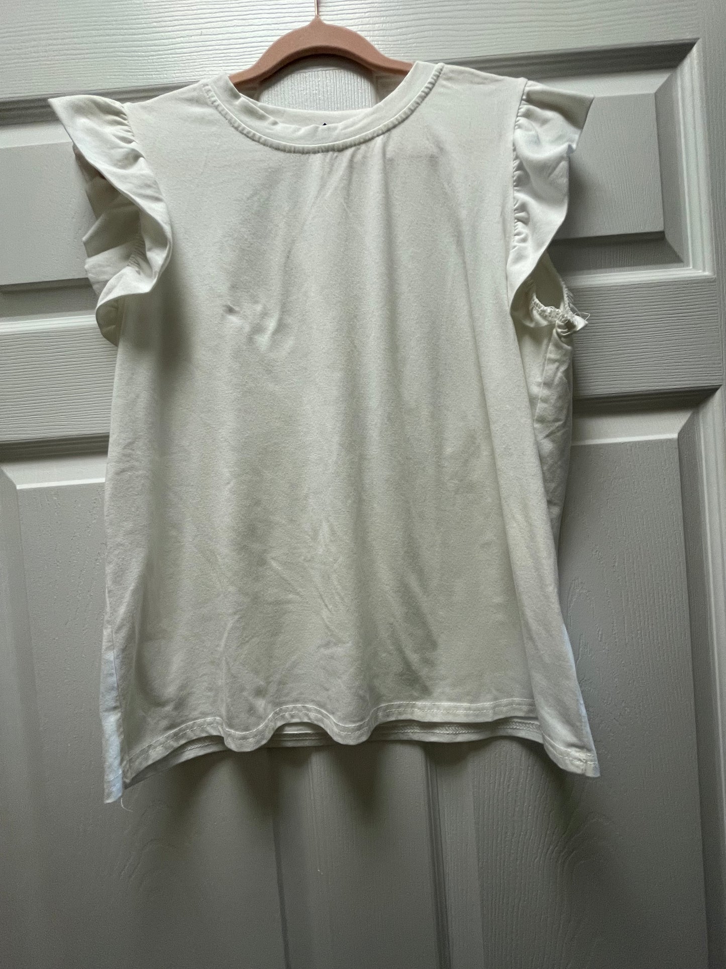 White Ruffle Sleeve Tee