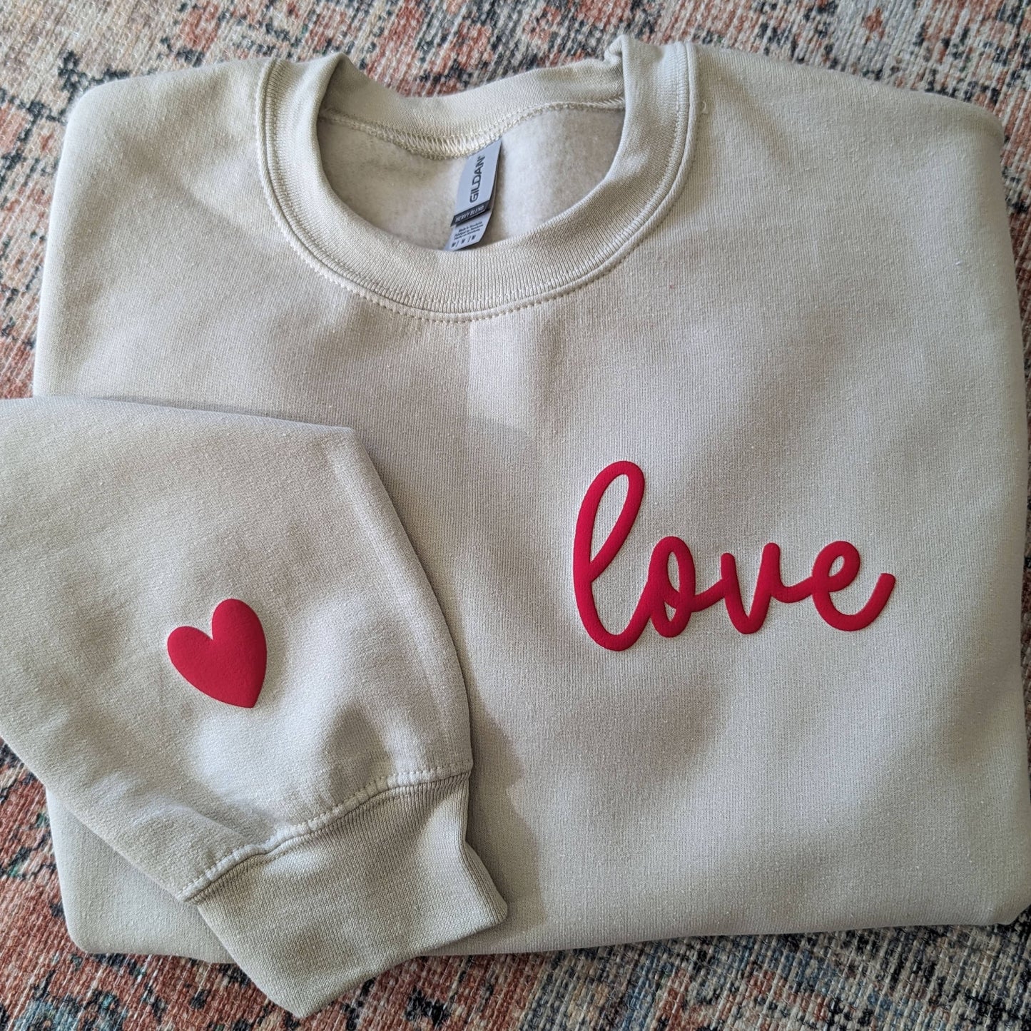 LOVE Crewneck Puff Print Sweatshirt