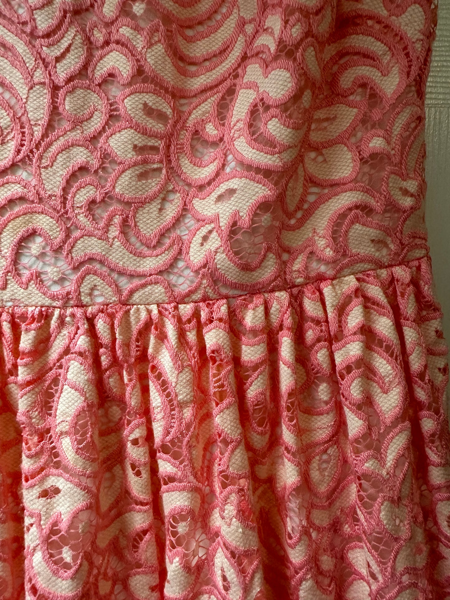 Betsey Johnson Coral Lace Peter Pan Dress Sz 4