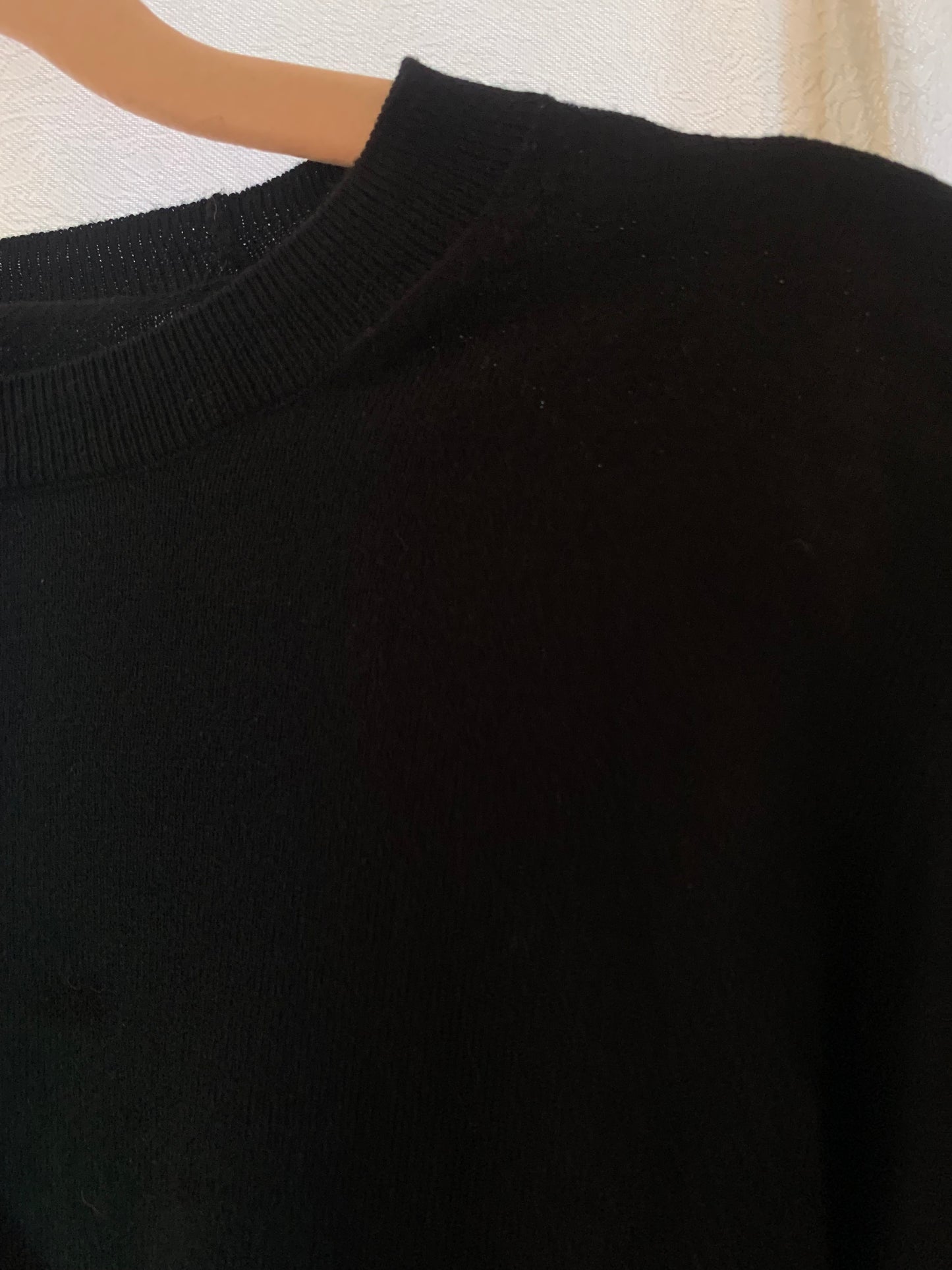 J.Crew Black Long Sleeve Teddie Shirt Size XXS. Close up of shoulder. 