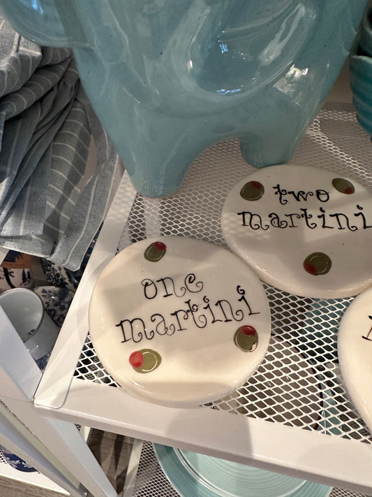 Martini Olive Ceramic Coasters