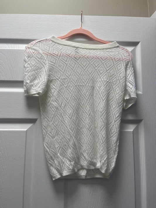 Divided by H&M short sleeve white knit sweater size small