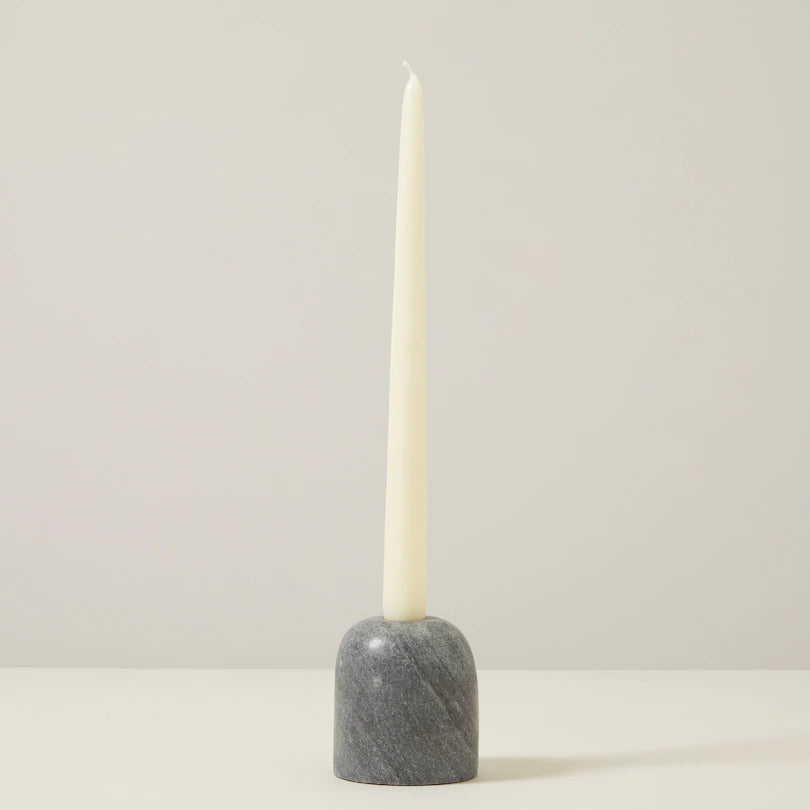 DUAL FUNCTION TAPER/TEALIGHT CANDLE HOLDER, LARGE GREY MARBLE