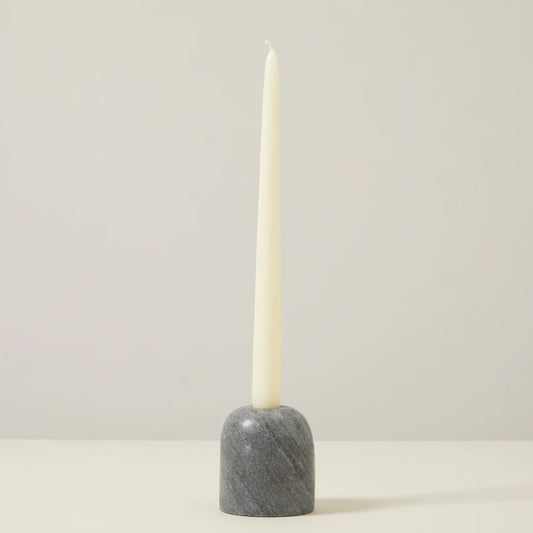 DUAL FUNCTION TAPER/TEALIGHT CANDLE HOLDER, LARGE GREY MARBLE