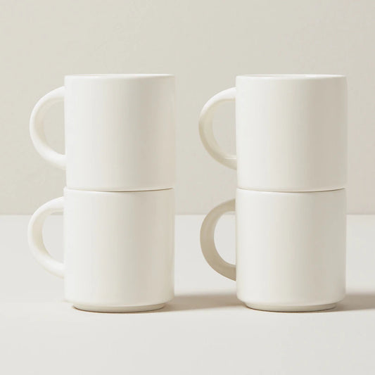 SET OF 4 WHITE STACKING ESPRESSO CUPS