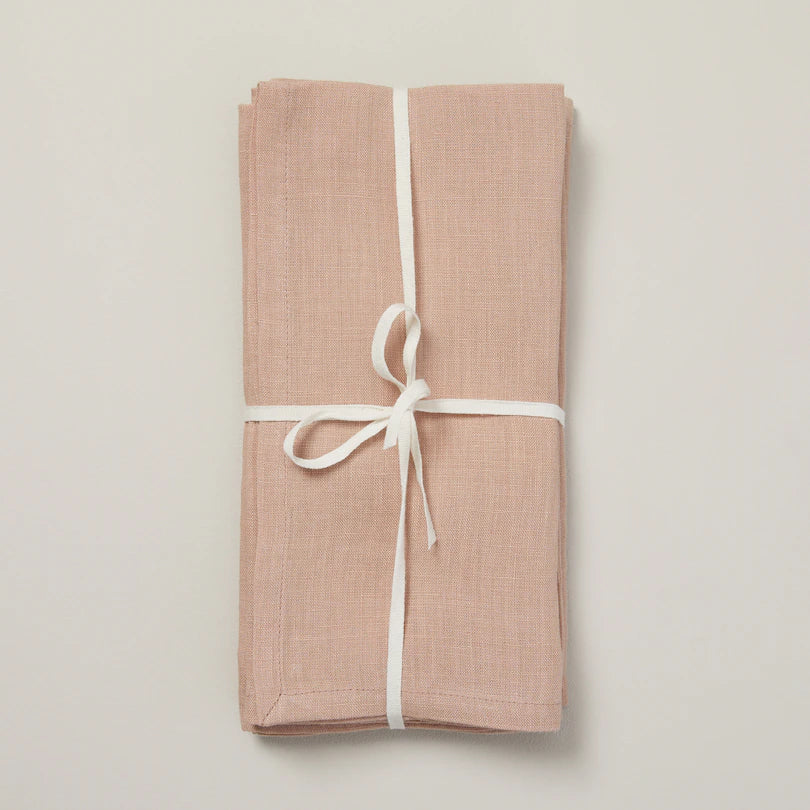 HEMMED LINEN NAPKINS, BLUSH, SET OF 4