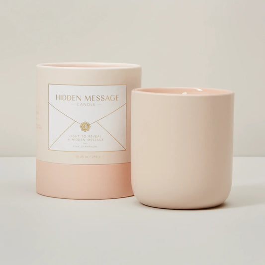 LIGHT MY FIRE HIDDEN MESSAGE PINK CHAMPAGNE CANDLE