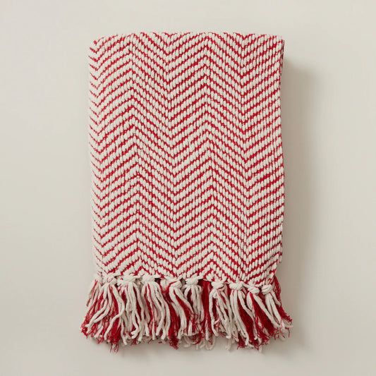 Recycled Chevron Chenille Throw - Red