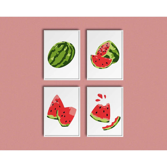 Summer Watermelon Paint By Number Kit 4-Pack