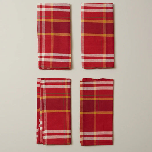 Organic Cotton Napkins, Set Of 4 - Ribbon Red