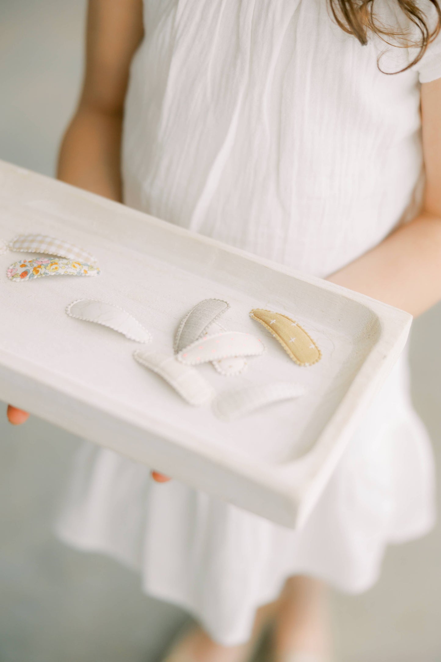 Powder Blue Linen Fabric Hair Clips