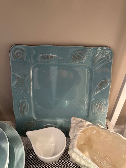 Blue Seashell Serving Platter