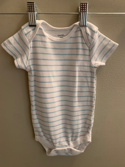 George Blue and White Stripe Onesie Sz 0-3 Months