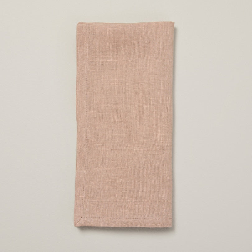 HEMMED LINEN NAPKINS, BLUSH, SET OF 4