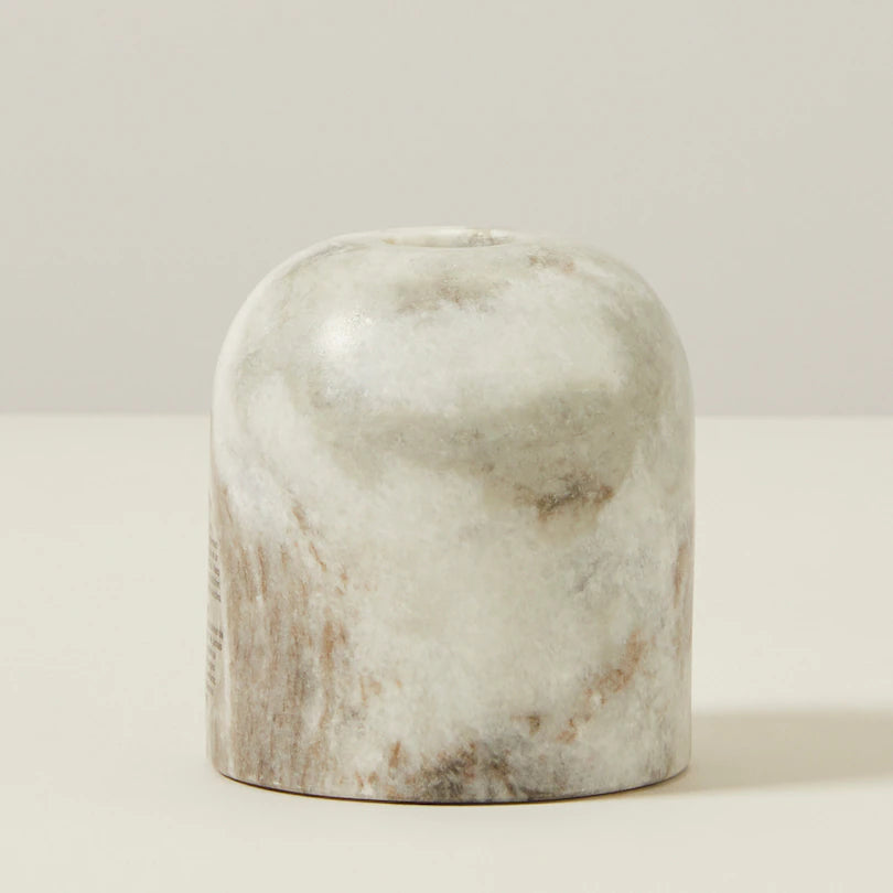 DUAL FUNCTION TAPER/TEALIGHT CANDLE HOLDER, LARGE WHITE MARBLE