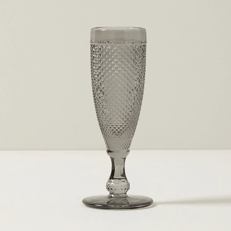 Pressed Champagne Glass - Smoke