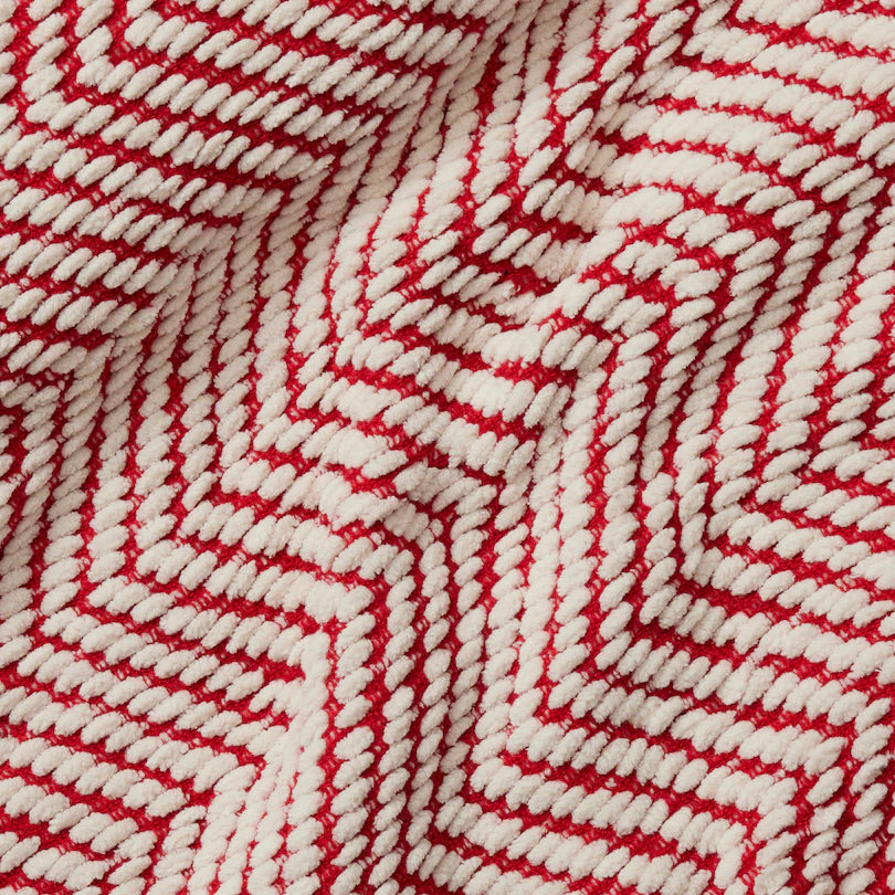 Recycled Chevron Chenille Throw - Red