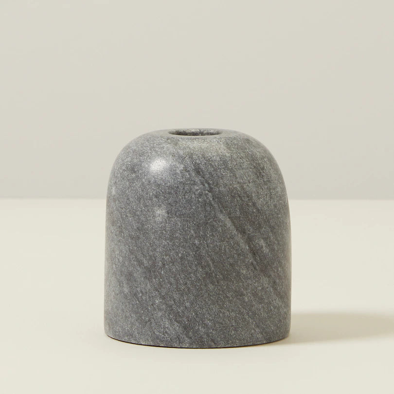 DUAL FUNCTION TAPER/TEALIGHT CANDLE HOLDER, LARGE GREY MARBLE