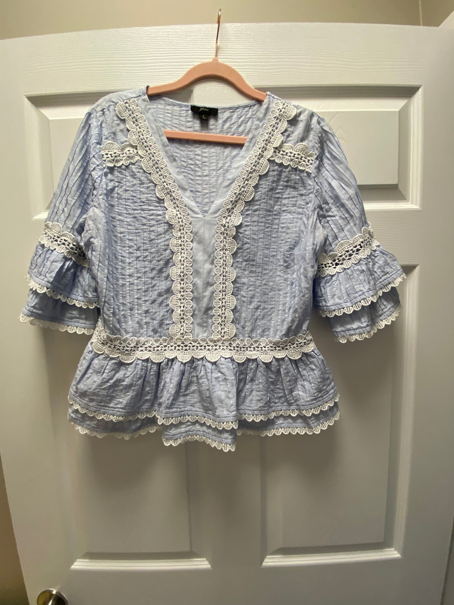 J. Crew Blue Lace Blouse Sz S