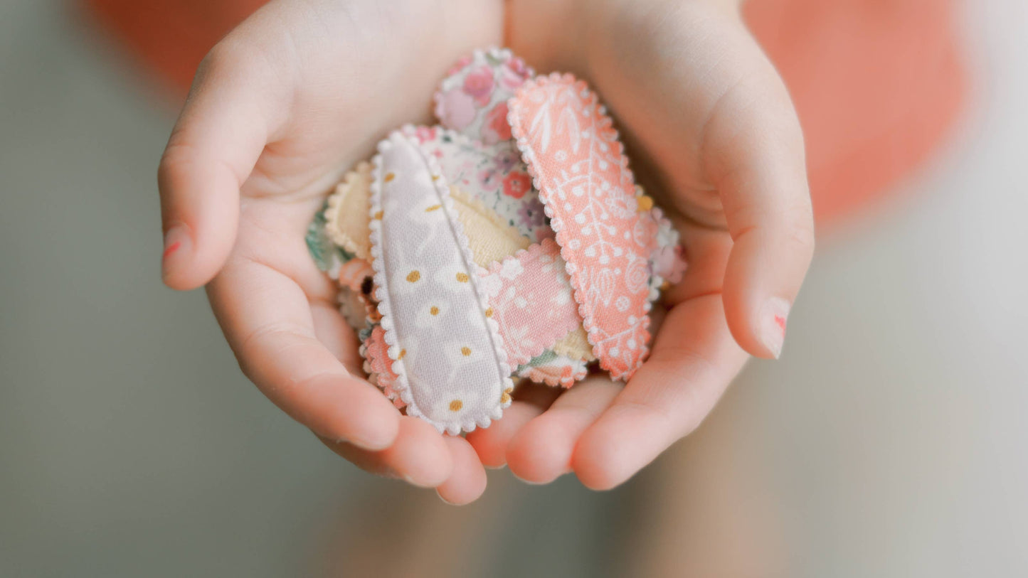 Rosewater Blush Linen Fabric Hair Clips