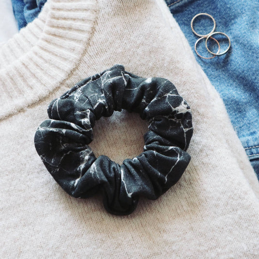 Cotton Hair Scrunchie - Black Marble