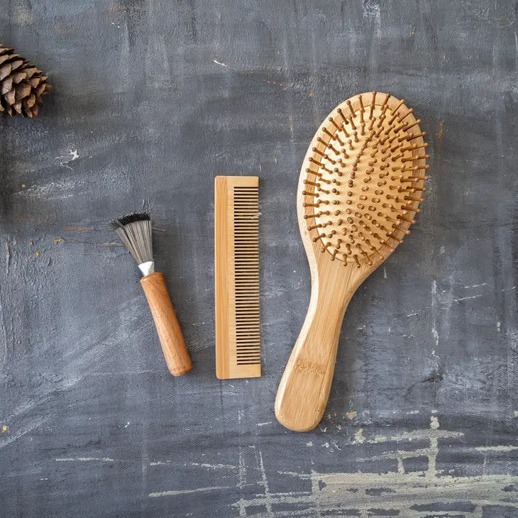 Bamboo Hair Brush Set