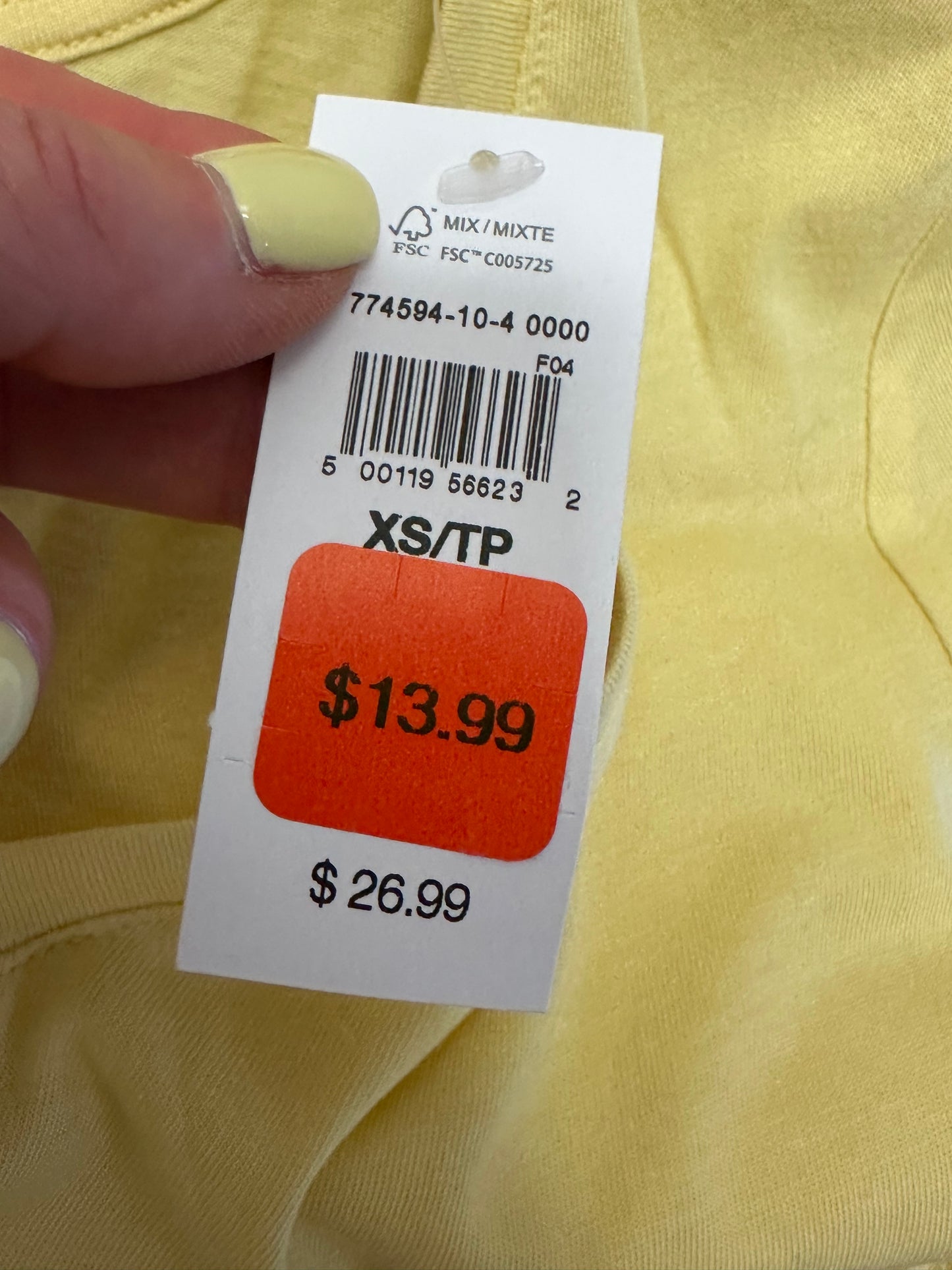 Old Navy XS Yellow V-Neck Tee