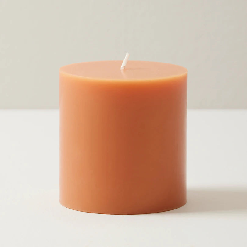 terracotta orange pillar candle