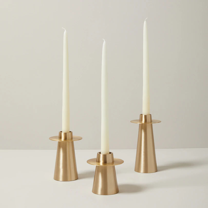 LARGE CONICAL TAPER CANDLE HOLDER, BRASS