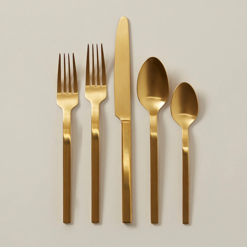 SET OF 5 LINEAR FLATWARE - BLACK OR BRASS