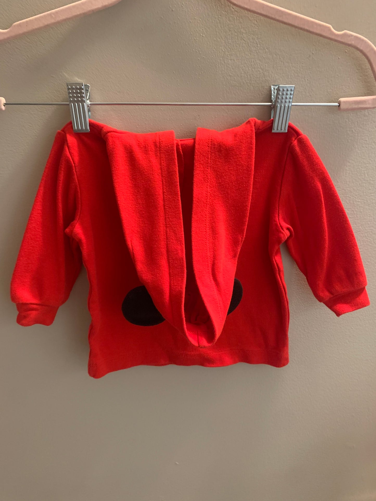 Mickey Mouse Red Baby Hoodie Sz 6 months