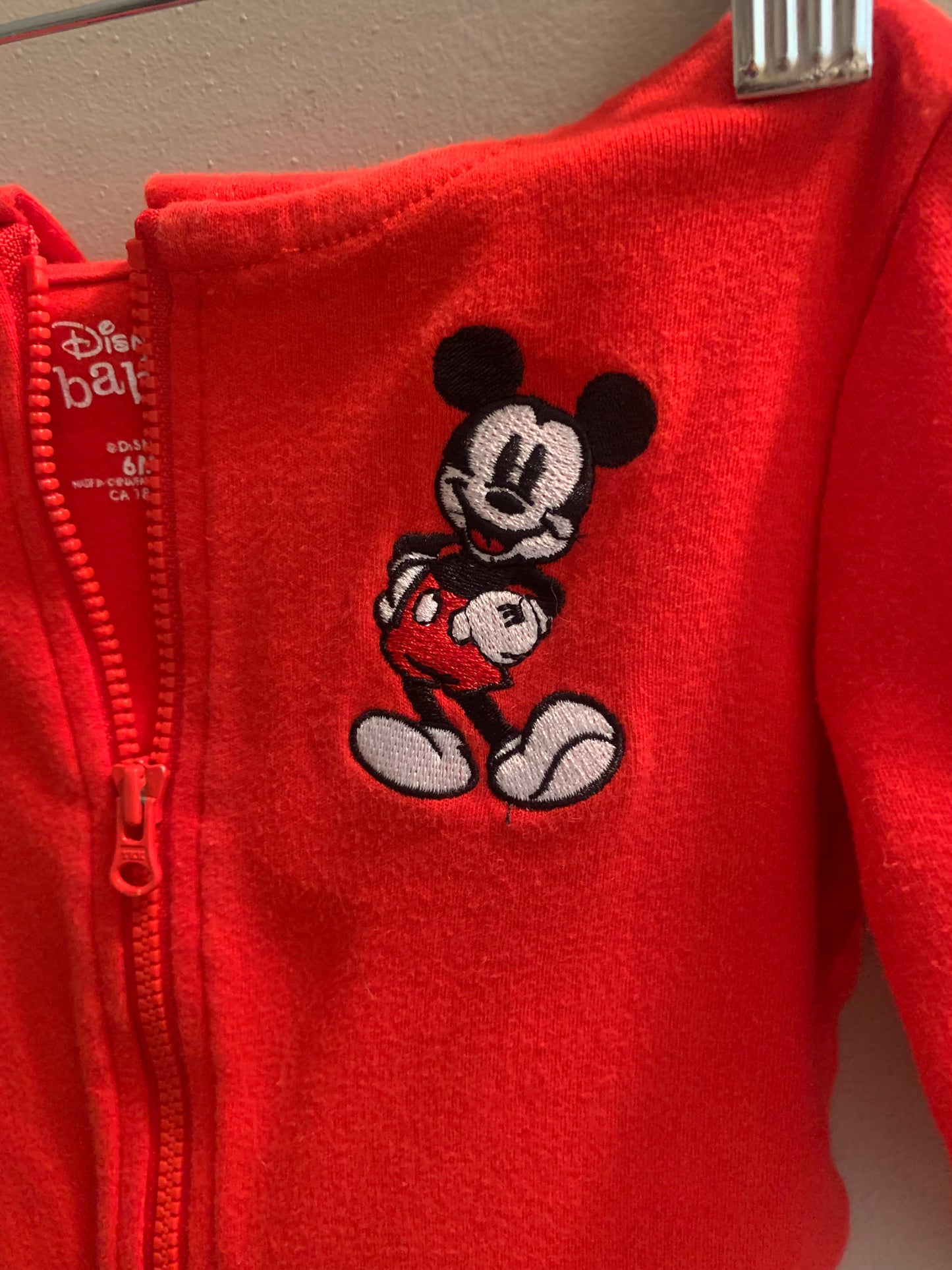 Mickey Mouse Red Baby Hoodie Sz 6 months