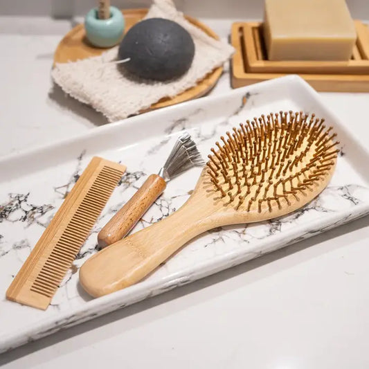 Bamboo Hair Brush Set