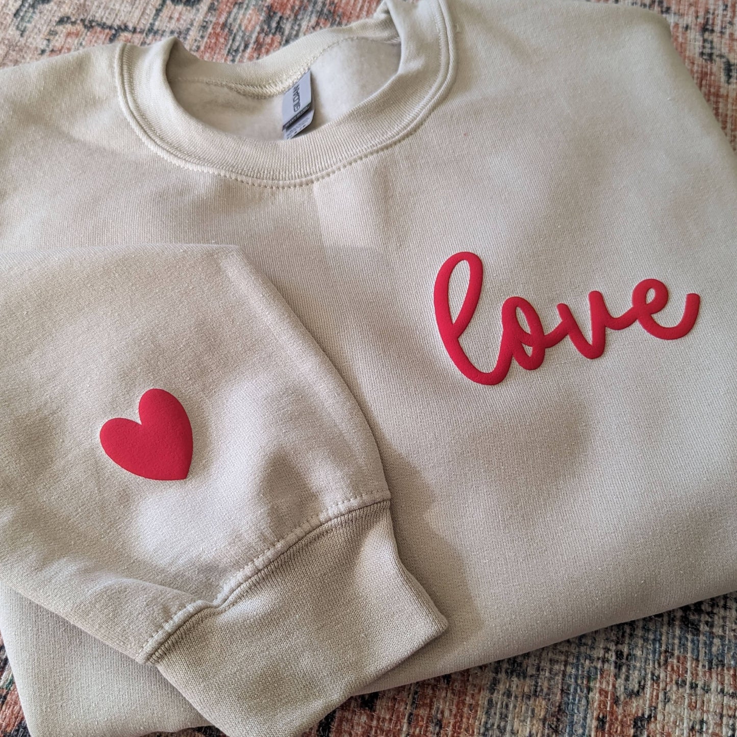 LOVE Crewneck Puff Print Sweatshirt