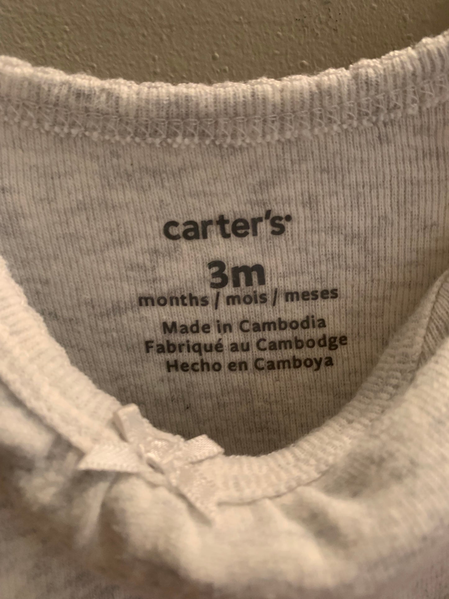 Carter’s Heather Grey Baby Onesie Sz 3 months