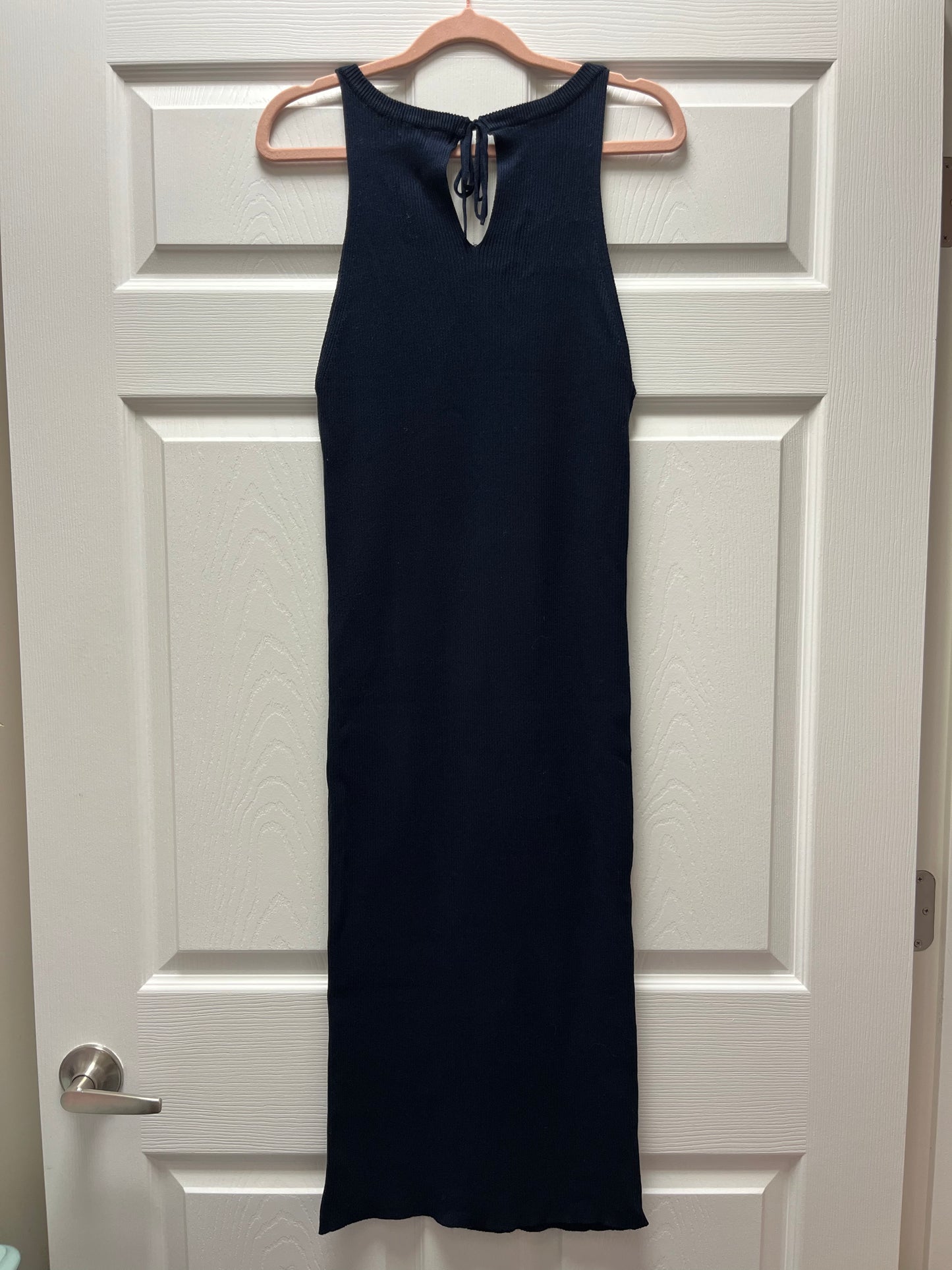 Zara Navy Ribbed Long Dress Sz M